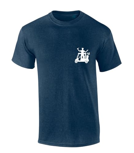 Mens Golf Tshirt Golf Cart Drinking Funny Golfer Crest Short Sleeve T-Shirt-Heather Navy-6xl