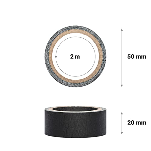 GRIP Eventbasics GT PRO Mini Gaffa Tape schwarz (matt), 5er Set, 20 mm x 2 m/Rolle, sehr hohe Klebkraft, extrem reißfest, Mini Gewebeband zum Reparieren, Fixieren, Abdichten