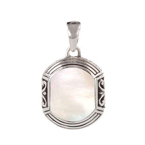 Collier Femme Argent 925 Aden Pendentif Nacre Blanche Prestigieux Modèle MEDINA