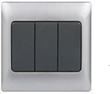 Rocca Grey & Silver Triple Light Switch Screwless 3G