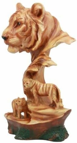 Miniatura 4 de Ebros Gift Busto grande de tigre de Bengala con escena de selva tropical, escultura de resina con corte de madera sintética, 11.75 pulgadas de alto