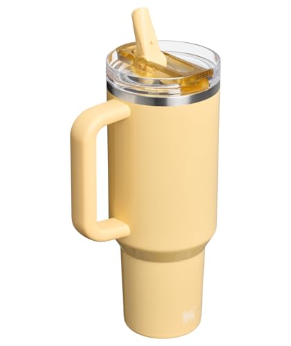 Image of STANLEY Quencher ProTour Flip Straw Tumbler with Leakproof Lid 40 oz | Built-In Straw and Handle | Cup Holder Compatible for Travel | Insulated Stainless Steel Cup | BPA-Free | Butter Gloss