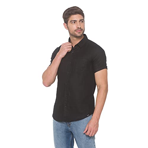 Image of Spykar Men's Solid Slim Shirt (MSH-01BB-045 Black M)