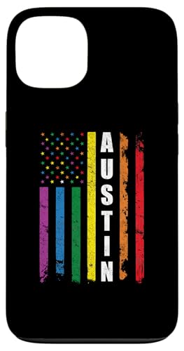 Austin Texas Us American Flag Rainbow Gay LGBT Pride Month Custodia per iPhone 13
