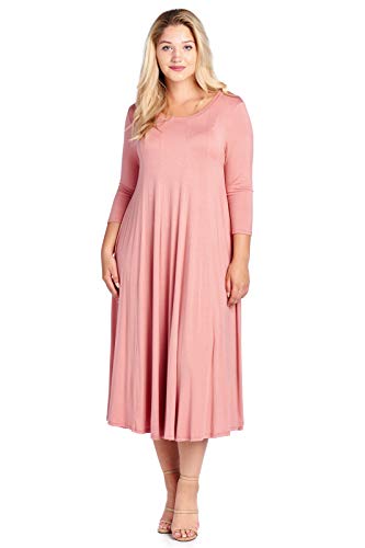 Modern Kiwi Long Sleeve Flowy Maxi Plus Size Dress Pink 3X