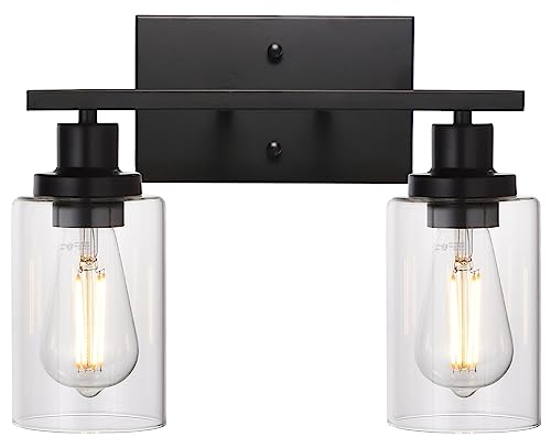 MELUCEE 2-Light 14 Inch Black Wall Sconce Industrial Vintage with...