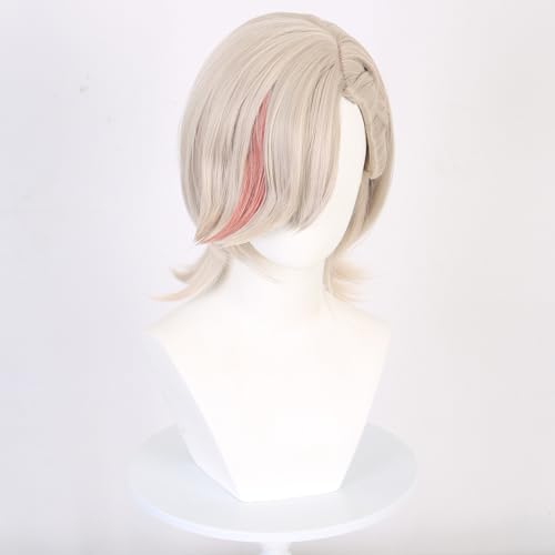 Gray with Red Long Wig for Lyney Cosplay From Game Genshin Impact Synthetic Heat-Resistant Hair - Image 2