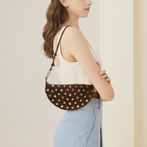 Shoulder Bag for Women,Studded Purse Vegan Leather Crossbody Bag Black Shoulder Bag Vintage Trendy Handbag Satchel2