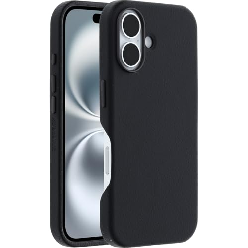 Image of OtterBox iPhone 16 Symmetry Series Cactus Leather for MagSafe - Noir Ash Black - Ultra-Thin, Sleek iPhone Case, Premium iPhone Case, MagSafe Compatible