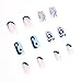 DANMANR Long Press on Nails Square French Fake Nails Full Cover Nude Acrylic False Nails for Women and Girls 24PCS (Blue Heart French)