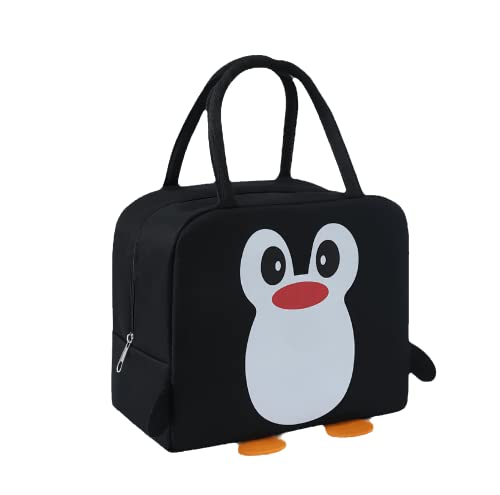 Cute Cartoon Black Penguin Lunch Bags For Kids Reusable Insulated Lunch Box Female White Collar Nurse Student Office Worker Lunch Tote Bag #TOP7