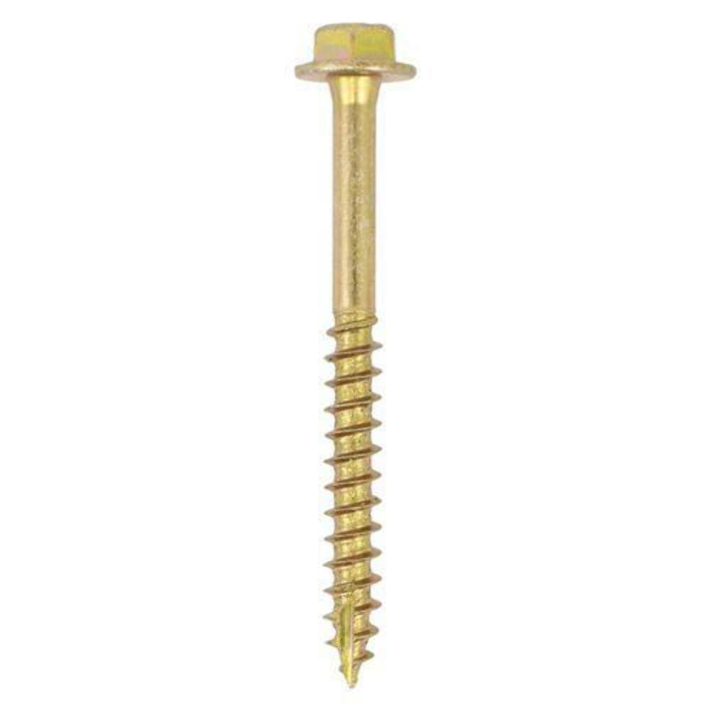 TIMCO Advanced Coach Screws – Hex Flange – Gold – Aggressive Slash Point tip for Easy Driving – 3 x Faster Than Standard Coach Screws - M10 x 50mm - Box of 50