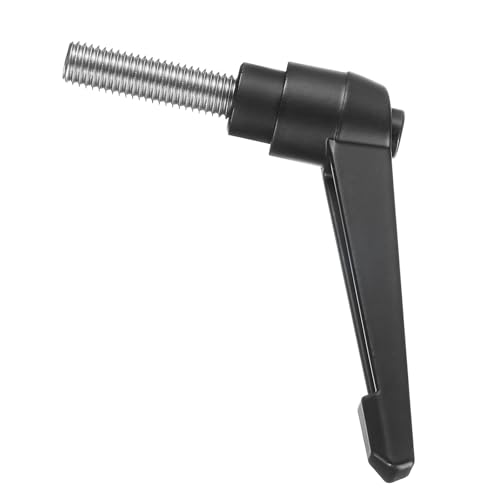 Image of uxcell Adjustable Clamping Lever Handle M12 x 40mm Metric 304 Stainless Steel Male Threaded Stud Hand Knobs Push Button Ratchet Rotating Screw Handles Bolts with Locking Lever Black