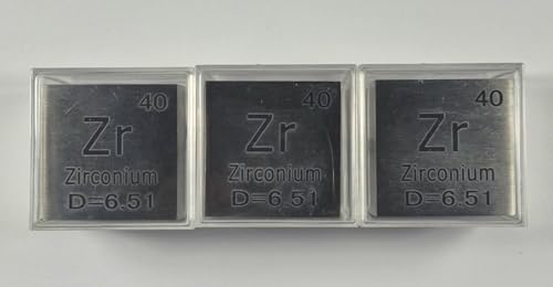 Image of 1.5 inch 38.1mm Zirconium Metal Cube Zr up to 99.9% Pure Periodic Table Element Engraved Density Collection Science Education Display Block Cube + Acrylic Case Box - 1PC