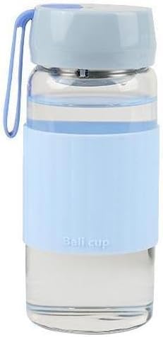 Botella de agua de vidrio pequeña de 13 oz12.8 fl oz con tapa a prueba de fugas, funda de silicona antideslizante, taza para beber ligera y