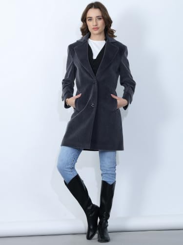 Image of PLAGG Women's Notched Lapel Long Overcoat