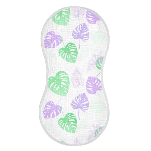 Monstera Leaves Baby Burp Cloths for Boys and Girls, Soft Muslin Spit Up Towels, 22