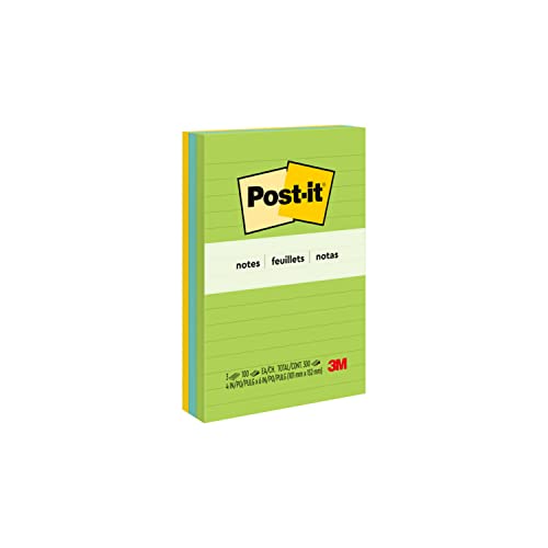 Post-it Notes, 4x6 in, 3 Pads, America's #1 Favorite Sticky Notes, Floral Fantasy Collection, Bold Colors, Clean Removal, Recyclable (660-3AU)