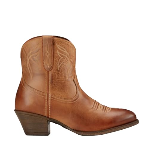 Women's Fashion Embroidered Cowboy Boots, Almond Toe Chunky Heel with Side Zipper Cowgirl Ankle Boots2