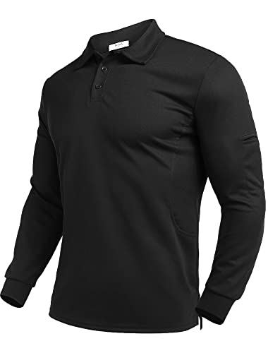Image of Deyeek Men's Polo Shirts Long Sleeve Golf Polo Shirts for Men Quick Dry UPF 50+ Sun Protection Polos Casual Collared Shirts