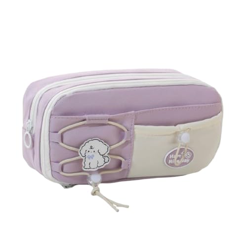 Jaravik Pencil Pouch for Kids Multi-Compartment Zipper Pouch with Drawstring Pocket, Cute Kawaii Pencil Case, Stylish Stationery Pouch, Return Gift for Kids (Purple)-image-20