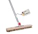 Produktbild BawiTec XXL Schrubber, 40cm Breit/Lang, 4-Loch-Wechselsystem mit Stiel Aluminiumstiel, Bodenschrubber, Schrubberbesen, Scheuerbürste, Buchenholz, Harte Union-Mix-Borsten (UnionMix-braun)