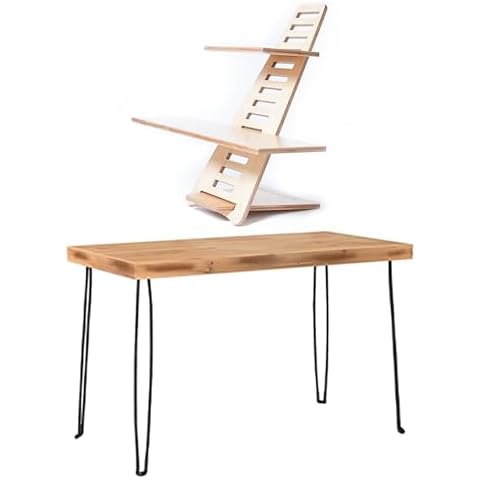 Sleekform Wooden Folding Desk, Small Folding Table Portable with Collapsible Hairpin Legs, Standing Desk Converter, Adjustable Height Sit Stand Workstation for Office and Home Cover