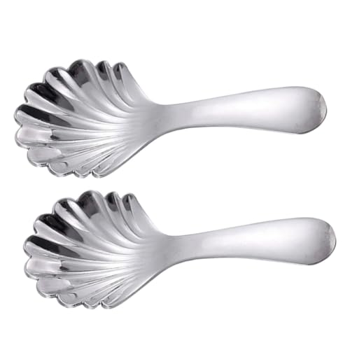 Garneck 2pcs Stainless Steel Teaspoons Spoon Dessert Spoon for Pudding Household Kitchen Utensils