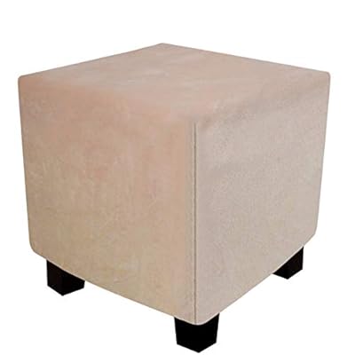DUJUIKE Ottoman Covers Slipcover Velvet Square Ottoman Covers Protector for Footrest Foot Stool Stretch Bella Velvet with Elastic Bottom (Length & Width:13-18", Height:15-18", Camel)