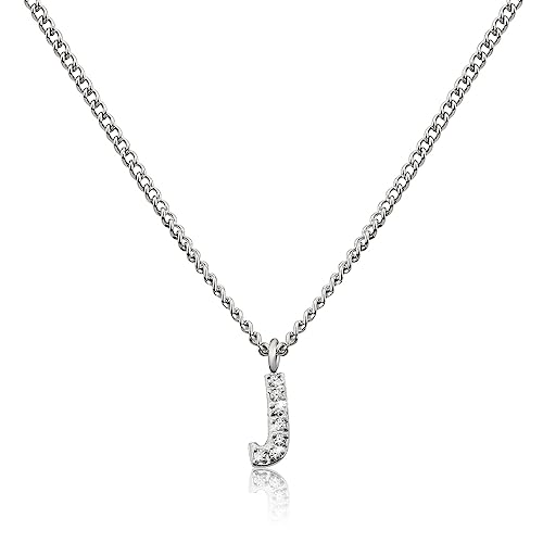 GD GOOD.designs EST. 2015 Cadena con letras de plata para señoras I Collar respetuoso con la piel con colgante de inicial I Cadena de letras de acero inoxidable de plata. (J)