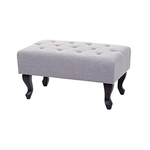 Mendler Ottomane Chesterfield, Tabouret, Repose-Pieds, Tissu Hydrofuge 39x77x47cm - Gris