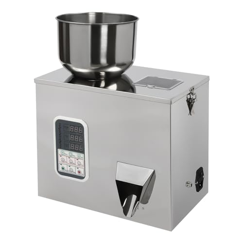 LyeXD Stainless Steel Filling Machine, 1-100g Auto Packing & Filling Machine Grain Particle Dispenser with Display&Wrench, Multifunctional Particle Weighing Automatic Filler for Tea Seeds Grains