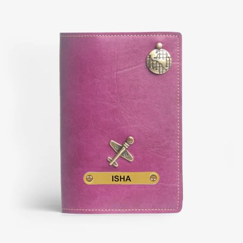 Image of ncgifts Customised Leather Passport Holder: Personalised Name & Charm for Men & Women - Unique Travel Gift, Document Organiser, Boarding Pass Holder, Customised Gifts for Men & Women (Lavender)
