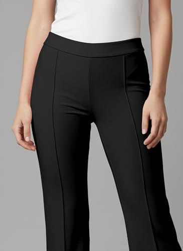 Image of Mehrang Cotton Blend Bootcut Parallel Trouser Pants for Women Regular Fit, Bellbottom Straight Pants for Womens