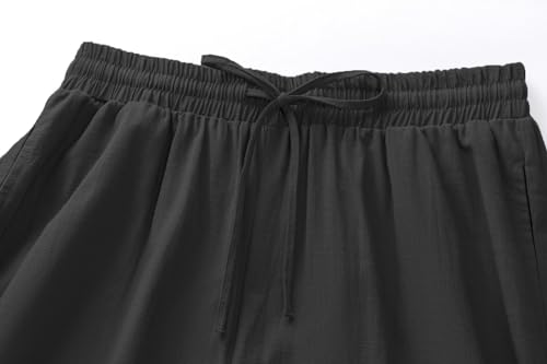 CLANMILUMS Mens Cotton Linen Drawstring Pants Elastic Waist Casual Jogger Yoga Pants4