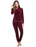 🔸 2-Teiliger Jogginganzug, Langarm Trainingsanzug für Damen, Lounge-Sets, Pyjama-Set, Einfarbige Freizeitanzug; Hoodie & Jogginghose, 2 Taschen, lange Ärmel und gerippte Manschette