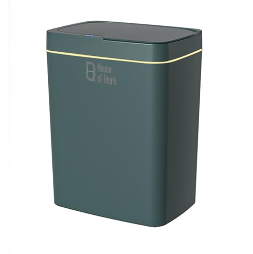 Image of House of Quirk Automatic Bathroom Trash Can, Smart Garbage Can with Lid Small Trash Bin, Motion Sensor Touchless, Kitchen Slim Waste Basket (15Litre, Green)