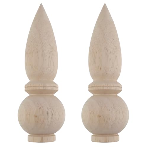 Chinflly Decorative Unfinished Wood Finials, 2.75"x7.87", 2Pcs