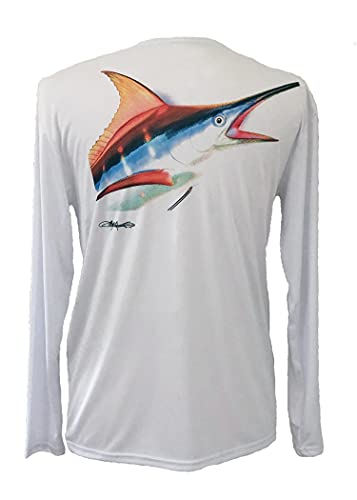 BeAFish Performance Fishing Shirt, Sun Protection and Moisture Wicking Technology, UPF 25 (White...