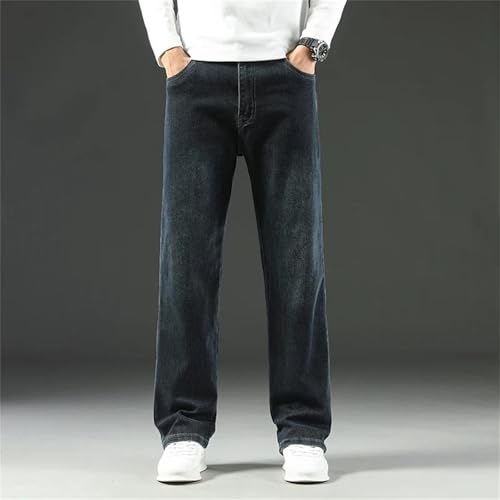 Men's Winter Baggy Jeans Loose Straight Wide Leg Denim Pants Casual Business Trousers Warm Men's Clothing3