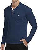 kuyigo polo a maniche lunghe da uomo slim fit camicia da tennis in cotone da golf con ricamo squisito classico xxl grigio blu