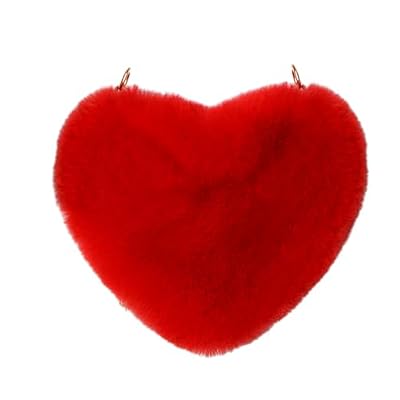 KRYMSON Borsa a Mano in Peluche a Forma di Cuore per Donna, San Valentino, Rosso, 20 * 25 cm