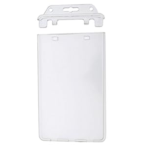 Permanent Locking Hard Plastic Badge Holder – Vertical Clear Heavy Duty Secure Case Holder for One or Two I’d Cards by Specialist ID