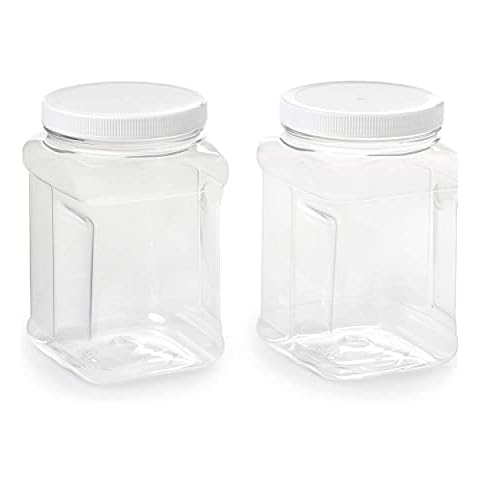Half Gallon Plastic Jar with Airtight Leakproof Plastic Lid - Food Safe - Use for Sun Tea, Fermentation, Food Storage - 1790, 2 Jars Cover