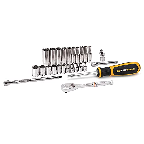 GEARWRENCH 26 Pc. 1/4" Drive 6 Pt. Standard Mechanics Tool Set, SAE - 80312DD