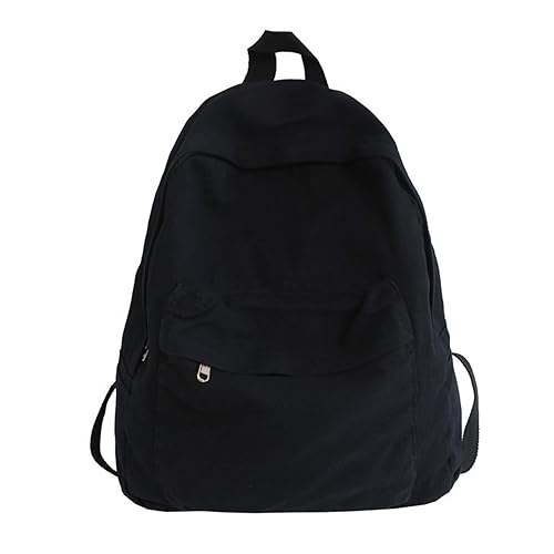 Mochila escolar para niños con gran capacidad de lona negra resistente para libros