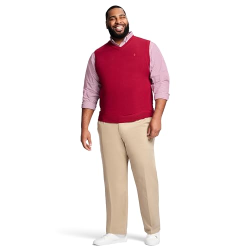Image of Izod Men's Big and Tall Premium Essentials Solid V-Neck 12 Gauge Vest Pullover
