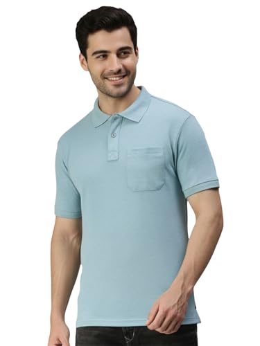Image of Lux Cozi Men's T-Shirt with Chest Pocket | Polo T-Shirt for Man | Plain Casual Stylish | Half Sleeve| Cotton Blend Collar Polo T-Shirts for Men