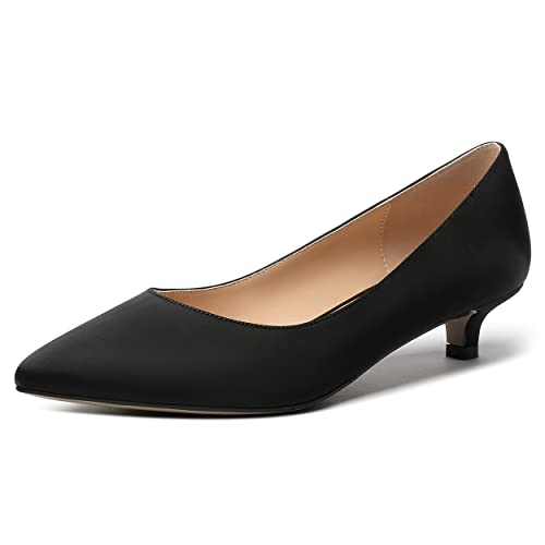 MERRORI Women's Slip On Pointed Toe Satin Dress Shoes Kitten Low Heel Pumps Shoes 1.5 Inch