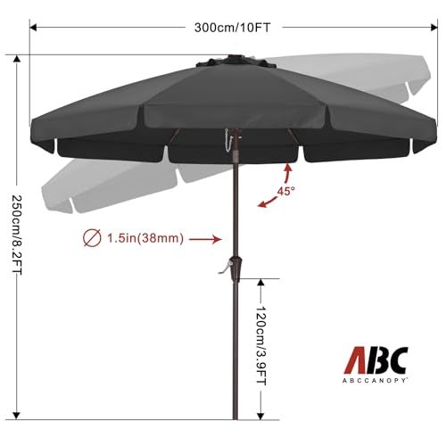 Image of ABCCANOPY 10ft Scalloped Patio Umbrella, Outdoor Table Umbrella with Tilt and Crank, Fiberglass Ribs Deck Umbrella for Patio, Pool, Garden, Picnic (Dark Gray)